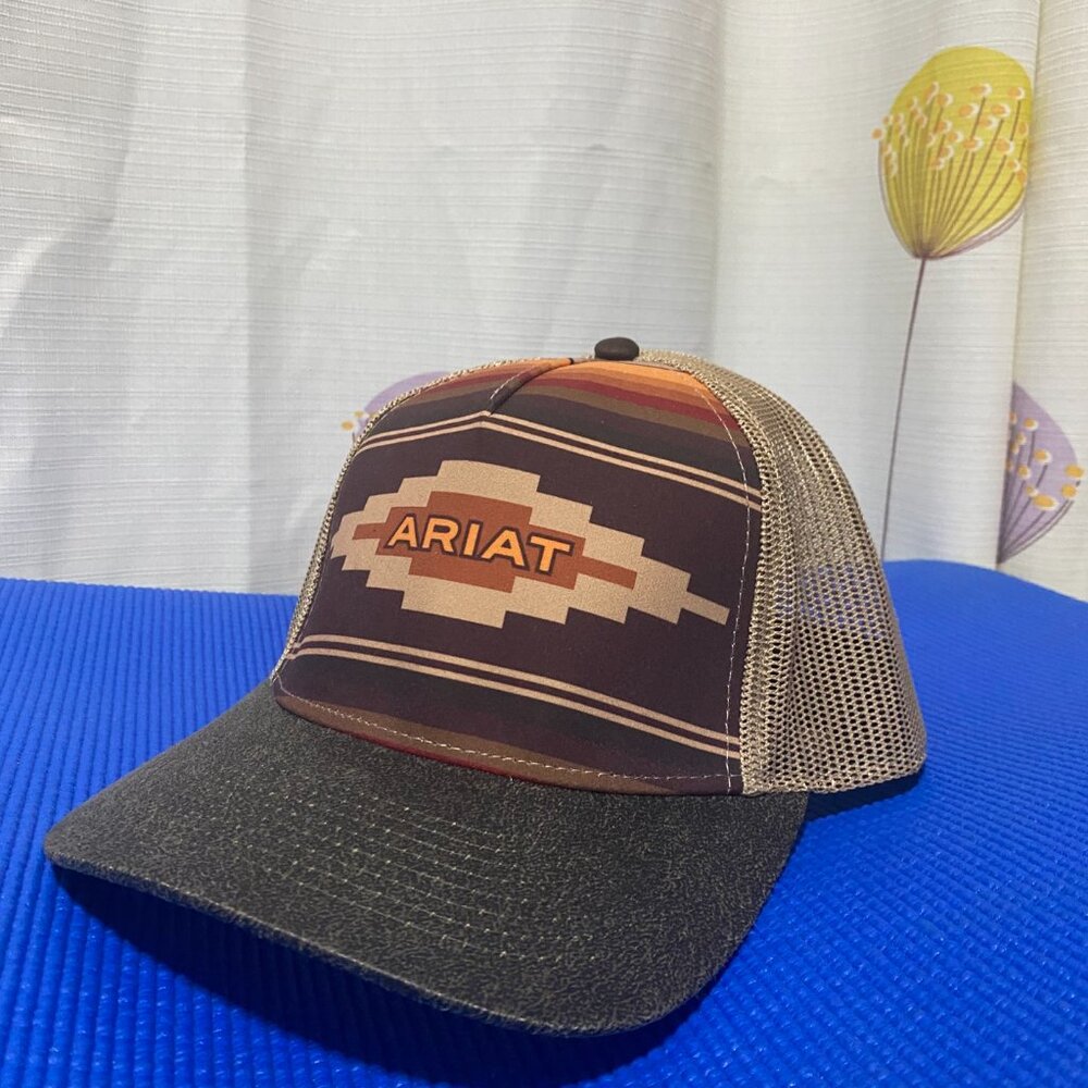 ARIAT 10 ARIAT Ladies Snap Back Aztec Logo Hat, Tan - Picture 4 of 4